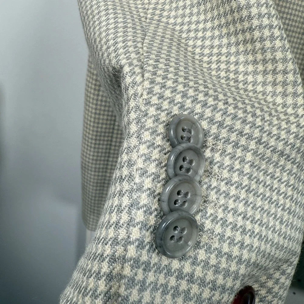 Ralph Lauren Blazer Men's‎ Size 48R Beige Houndstooth Wool 2-Button Jacket LRL